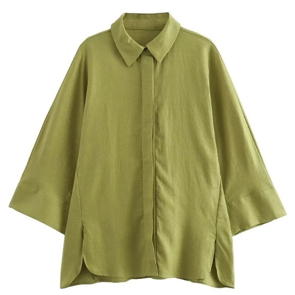 2 Pieces New Wide Leg Pants Sets For Women 2024 Fashion Loose Casual Shirts Top - Picture 2 of 6